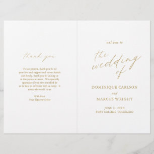 Elegant Gold Calligraphy Modern Wedding Program