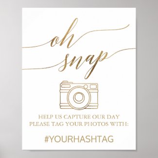 Elegant Gold Calligraphy Oh Snap Sign