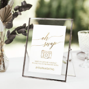 Elegant Gold Calligraphy Oh Snap Table Sign Invitation