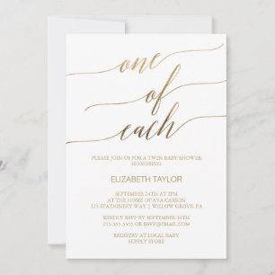 Elegant Gold Calligraphy One Of Each Baby Shower Invitation