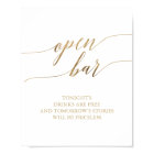 Elegant Gold Calligraphy Open Bar Sign