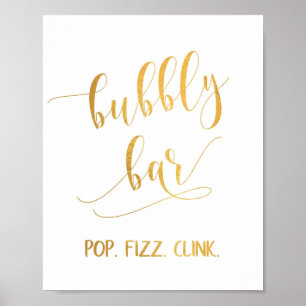 Elegant Gold Calligraphy Party Bubble Bar Sign