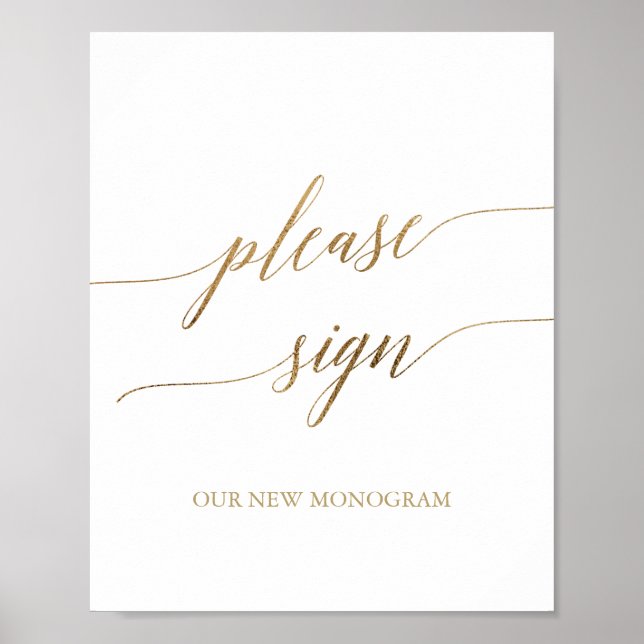 Elegant Gold Calligraphy Please Sign Poster (Front)