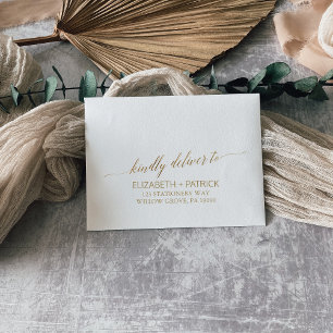 Elegant Gold Calligraphy Printed Address RSVP Envelope
