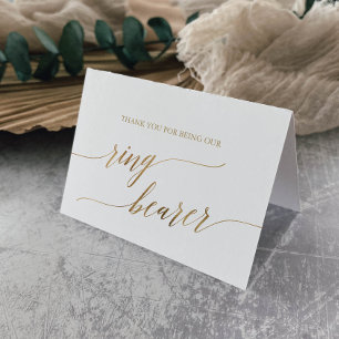 Elegant Gold Calligraphy Ring Bearer Thank You Card