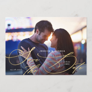 Elegant Gold Calligraphy Save the Date Card