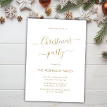 Elegant Gold Calligraphy Script Christmas Party Invitation<br><div class="desc">Modern Gold Calligraphy Script Minimalist Christmas Party Invitations is perfect for a simple Christmas event. Features an elegant „Christmas Party” text in a beautiful hand lettered swirly swash-tail font script type in gold on white colour background. Easy to personalize with your name and party details.</div>