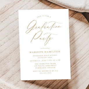 Elegant Gold Calligraphy Script Graduation Party Invitation