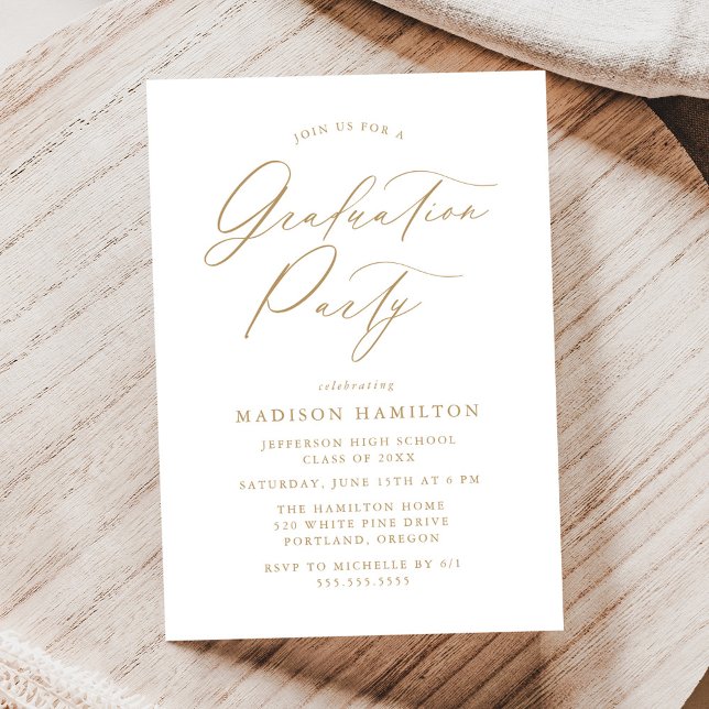 Elegant Gold Calligraphy Script Graduation Party Invitation (Creator Uploaded)