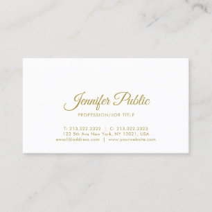 Elegant Gold Calligraphy Script Minimalist Design Business Card