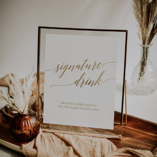 Elegant Gold Calligraphy Signature Drink Sign