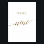 Elegant Gold Calligraphy Table Nine Table Number<br><div class="desc">This elegant gold calligraphy table nine table number is perfect for a simple wedding. The neutral design features a minimalist card decorated with romantic and whimsical faux gold foil typography. The card prints on the front and back (double-sided). Other table numbers in the collection are sold separately. Please Note: This...</div>