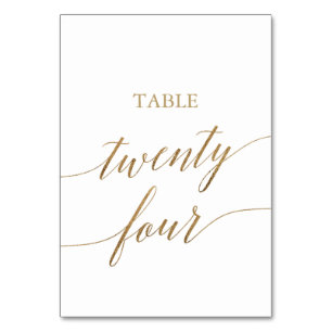 Elegant Gold Calligraphy Table Number Twenty Four