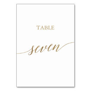 Elegant Gold Calligraphy Table Seven Table Number