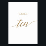 Elegant Gold Calligraphy Table Ten Table Number<br><div class="desc">This elegant gold calligraphy table ten table number is perfect for a simple wedding. The neutral design features a minimalist card decorated with romantic and whimsical faux gold foil typography. The card prints on the front and back (double-sided). Other table numbers in the collection are sold separately. Please Note: This...</div>