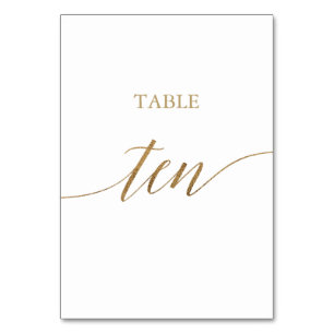 Elegant Gold Calligraphy Table Ten Table Number