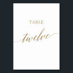 Elegant Gold Calligraphy Table Twelve Table Number<br><div class="desc">This elegant gold calligraphy table twelve table number is perfect for a simple wedding. The neutral design features a minimalist card decorated with romantic and whimsical faux gold foil typography. The card prints on the front and back (double-sided). Other table numbers in the collection are sold separately. Please Note: This...</div>