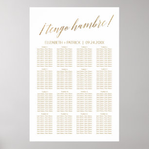 Elegant Gold Calligraphy Tengo Hambre Table Plan Poster
