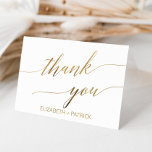 Elegant Gold Calligraphy Thank You Card<br><div class="desc">This elegant gold calligraphy thank you card is perfect for a simple wedding. The neutral design features a minimalist card decorated with romantic and whimsical faux gold foil typography. The inside of the card is blank, so you will have plenty of space to write a thoughtful personalized note. Customize the...</div>