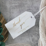 Elegant Gold Calligraphy Thank You Favour Gift Tags<br><div class="desc">These elegant gold calligraphy thank you favour tags are perfect for a fall bridal shower. The neutral design features a minimalist gift tag decorated with romantic and whimsical faux gold foil typography. Personalize these favour labels with the name of the guest of honour, the event and the event date. Please...</div>