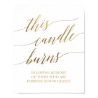 Elegant Gold Calligraphy This Candle Burns Sign