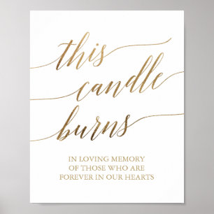 Elegant Gold Calligraphy This Candle Burns Sign