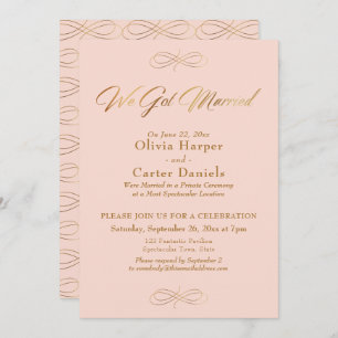 Elegant Gold Calligraphy We Got Married Blush Pink Invitation