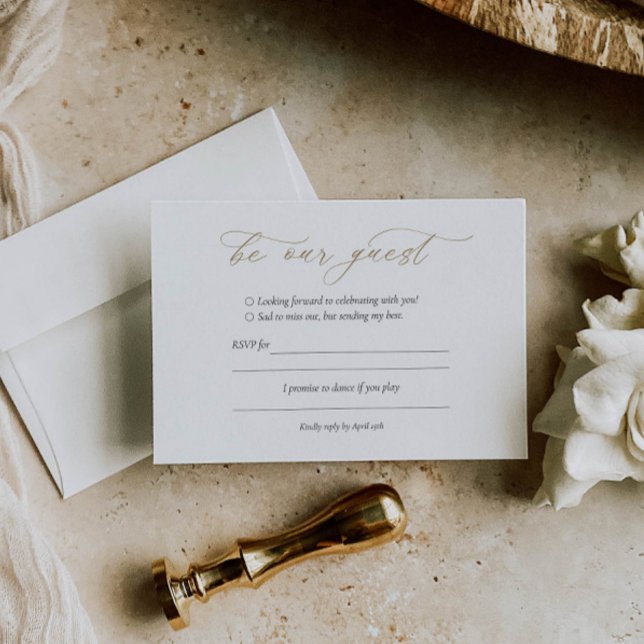Elégant Gold Calligraphy Wedding Carte RSVP (Créateur téléchargé)
