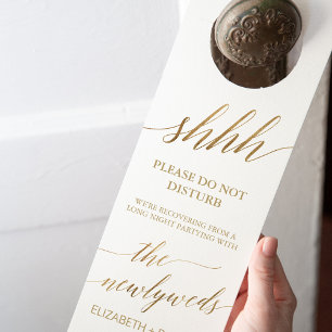 Elegant Gold Calligraphy Wedding Guest Door Hanger