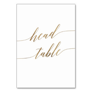 Elegant Gold Calligraphy Wedding Head Table Number