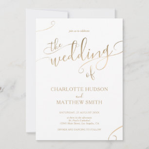 Elegant Gold Calligraphy Wedding Invitation
