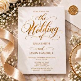 Elegant Gold Calligraphy Wedding Invitation