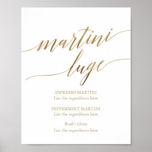 Elegant Gold Calligraphy Wedding Martini Luge Poster