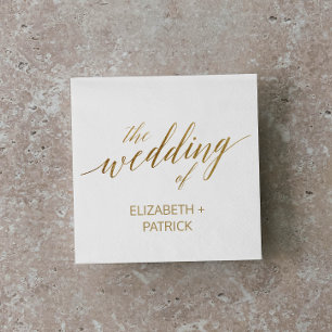 Elegant Gold Calligraphy Wedding Napkin