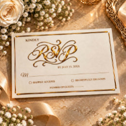 Elegant Gold Calligraphy Wedding RSVP Card