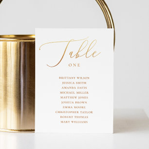 Elegant gold calligraphy wedding seating chart invitation