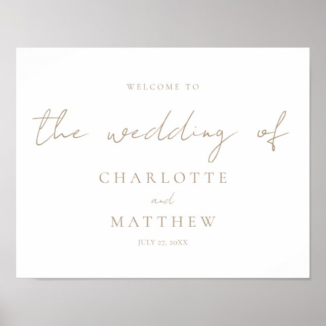 Elegant Gold Calligraphy Welcome Poster Mariage (Devant)