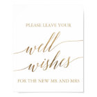 Elegant Gold Calligraphy Well Wishes Sign