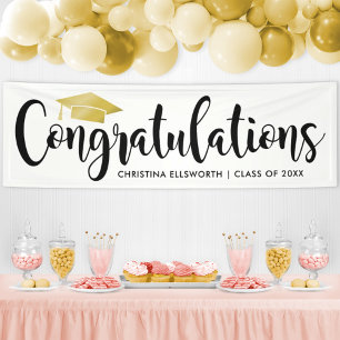 Elegant Gold Cap Congratulations Graduate Banner