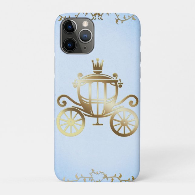 Elegant Gold Carriage Blue Storybook Princess Case-Mate iPhone Case (Back)