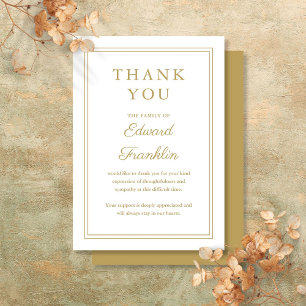 Elegant Gold Celebration Of Life Funeral Thank You Card