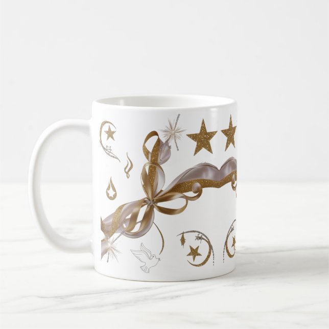 Elegant Gold Celestial Sparkle Christmas Classic  Coffee Mug (Left)