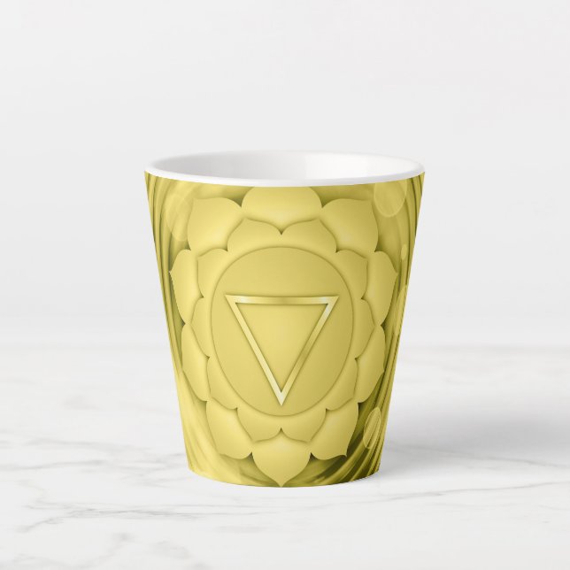 Elegant Gold Chakra Zen Yoga Spiritual Meditation Latte Mug (Front)