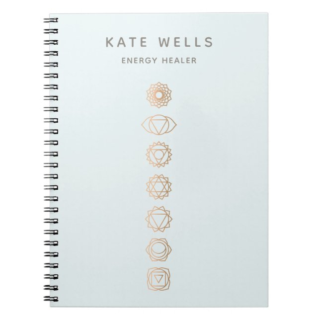 Elegant Gold Chakras Spiritual Energy Healer Notebook (Front)