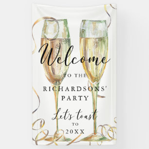 Elegant Gold Champagne Party Welcome Banner