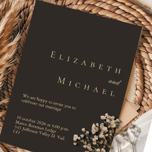 Elegant Gold Charcoal Minimalist Luxury Wedding