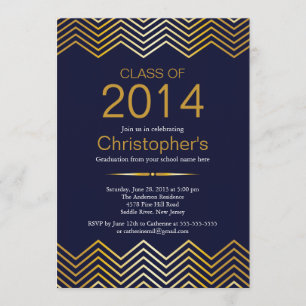 Elegant Gold Chevron Graduation Party Invitation