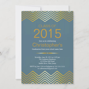 Elegant Gold Chevron Graduation Party Invitation