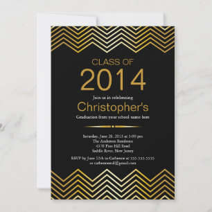 Elegant Gold Chevron Graduation Party Invitation