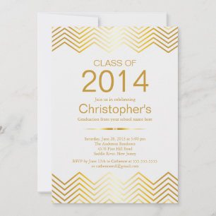 Elegant Gold Chevron Graduation Party Invitation